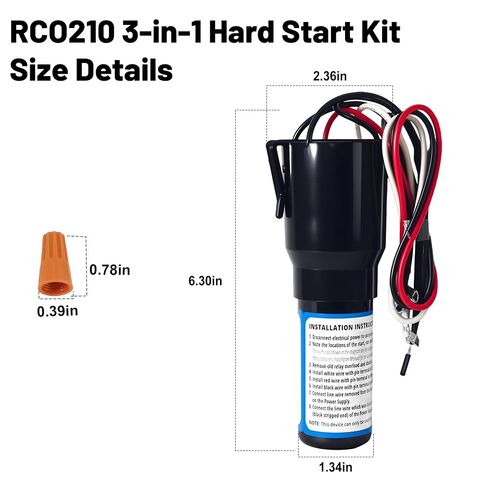 RCO210 3 في 1 مجموعة مكثفات البداية الصلبة، مرحل الحالة الصلبة الزائد ومجموعة مكثفات البدء 1/3-1/2 H.P 120VAC ضواغط التبريد in Kuwait