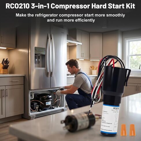 RCO210 3 في 1 مجموعة مكثفات البداية الصلبة، مرحل الحالة الصلبة الزائد ومجموعة مكثفات البدء 1/3-1/2 H.P 120VAC ضواغط التبريد in Kuwait