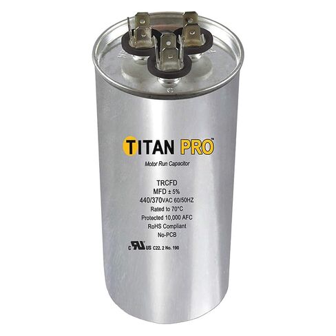 TitanPro TRCFD5575 HVAC مكثف تشغيل المحرك المزدوج الدائري 55/7.5 MFD/UF 440/370 فولت in Kuwait