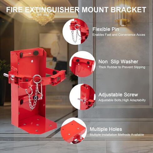 Heavy Duty Fire Extinguisher Bracket,Fire Extinguisher Mount Bracket for 10lb Dry/Co2 Extinguisher,Metal Wall Mount Fire Extinguishers Holder for Vehicle, Boat, Marine, Home, School (Black) in Saudi Arabia