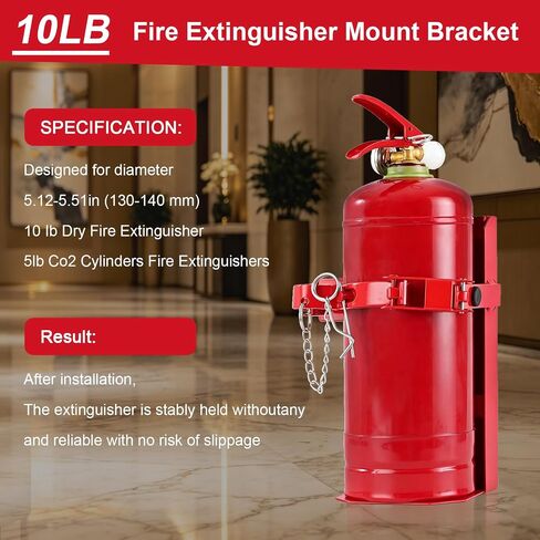 Heavy Duty Fire Extinguisher Bracket,Fire Extinguisher Mount Bracket for 10lb Dry/Co2 Extinguisher,Metal Wall Mount Fire Extinguishers Holder for Vehicle, Boat, Marine, Home, School (Black) in Saudi Arabia