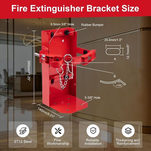 Heavy Duty Fire Extinguisher Bracket,Fire Extinguisher Mount Bracket for 10lb Dry/Co2 Extinguisher,Metal Wall Mount Fire Extinguishers Holder for Vehicle, Boat, Marine, Home, School (Black) in Saudi Arabia