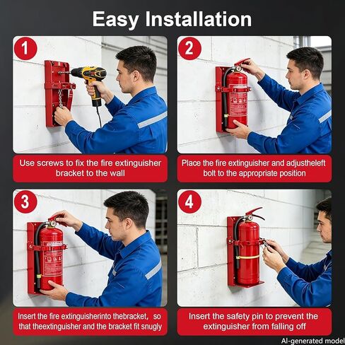 Heavy Duty Fire Extinguisher Bracket,Fire Extinguisher Mount Bracket for 10lb Dry/Co2 Extinguisher,Metal Wall Mount Fire Extinguishers Holder for Vehicle, Boat, Marine, Home, School (Black) in Saudi Arabia