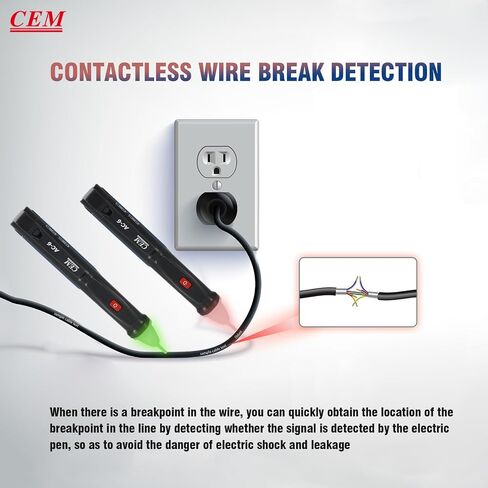 CEM AC-15EXS & AC-6 Non-Contact Voltage Tester Combo – 12V-1000V Low Voltage Mode, CAT IV 1000V, IP67, Flashlight, for Electricians & Home DIY in Kuwait