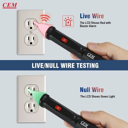 CEM AC-15EXS & AC-6 Non-Contact Voltage Tester Combo – 12V-1000V Low Voltage Mode, CAT IV 1000V, IP67, Flashlight, for Electricians & Home DIY in Kuwait