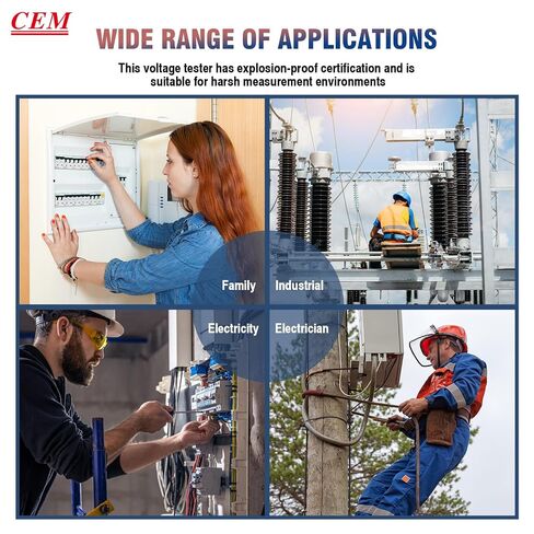 CEM AC-15EXS & AC-6 Non-Contact Voltage Tester Combo – 12V-1000V Low Voltage Mode, CAT IV 1000V, IP67, Flashlight, for Electricians & Home DIY in Kuwait