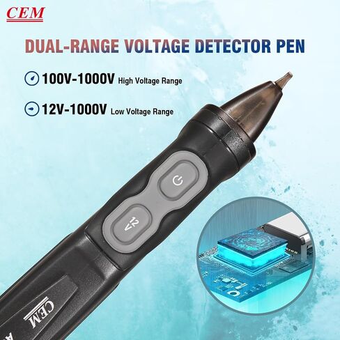 CEM AC-15EXS & AC-6 Non-Contact Voltage Tester Combo – 12V-1000V Low Voltage Mode, CAT IV 1000V, IP67, Flashlight, for Electricians & Home DIY in Kuwait