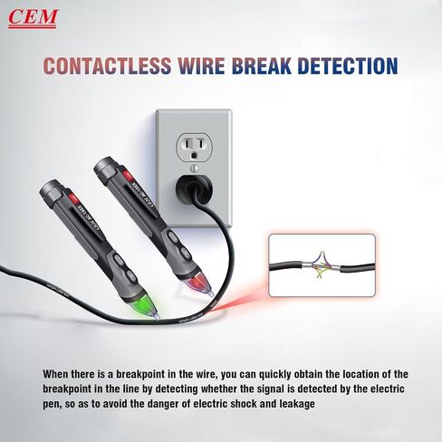 CEM AC-15EXS & AC-6 Non-Contact Voltage Tester Combo – 12V-1000V Low Voltage Mode, CAT IV 1000V, IP67, Flashlight, for Electricians & Home DIY in Kuwait