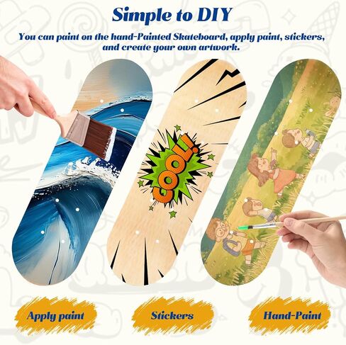 Milisten 2pcs DIY Blank Skateboard Deck 16.92In Wooden Deck Unfinished Blank Skateboard for Painting, Graffiti for Kids and Beginners, for Custom Design in Saudi Arabia