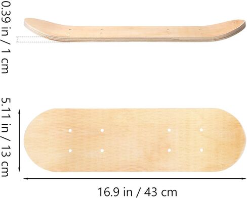 Milisten 2pcs DIY Blank Skateboard Deck 16.92In Wooden Deck Unfinished Blank Skateboard for Painting, Graffiti for Kids and Beginners, for Custom Design in Saudi Arabia