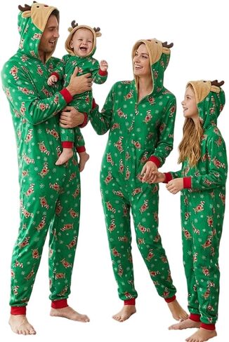 مجموعات مطابقة عائلة بيجاماس- البالغين والأطفال zip up long leave red plaid plaid قطعة واحدة بيجاما | مطابقة عيد الميلاد in Kuwait