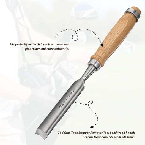 Golf Grip Removal Tool, Tape Stripper Remover Tool, Golf Grip Replacement Kit Grips Remover Saver Carbon Steel, Wooden Handle, Perfect for Regripping Graphite and Golf Club Steel Shafts in Kuwait
