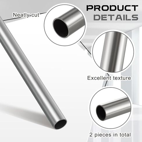 Hicarer 2 Pcs 1-1/2" OD 304 Stainless Steel Tubing 0.06" Wall Thickness 24 Inch Length Thickened 1.5" Exhaust Pipe Round Metal Tube Stainless Steel Pipe Wall Weldable Tubing in Kuwait