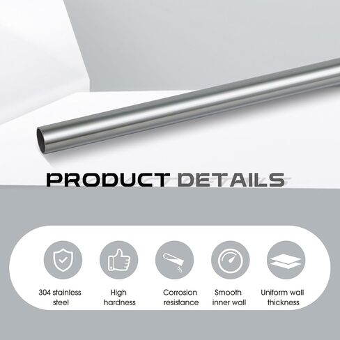 Hicarer 2 Pcs 1-1/2" OD 304 Stainless Steel Tubing 0.06" Wall Thickness 24 Inch Length Thickened 1.5" Exhaust Pipe Round Metal Tube Stainless Steel Pipe Wall Weldable Tubing in Kuwait
