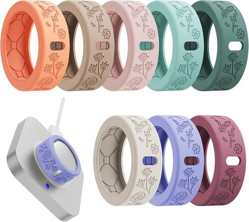 YWXTW Floral Cover for Oura Ring Gen 4/3/4 Ceramic, Samsung/Ultrahuman Ring, Support Charging with Cover on, Anti-Scratch Silicone Protector, Dressy Accessories for Women/Men, 8 Pack (Multicolor, S) in Kuwait