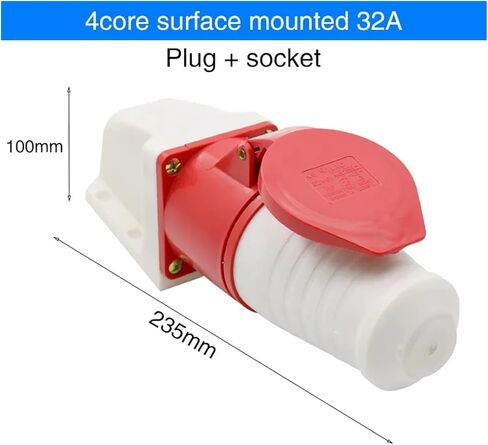 Waterproof Industrial Aviation Plug and Socket Connector 3 core 4 5 Hole 32A Exposed Docking(4 Core Red) in Saudi Arabia