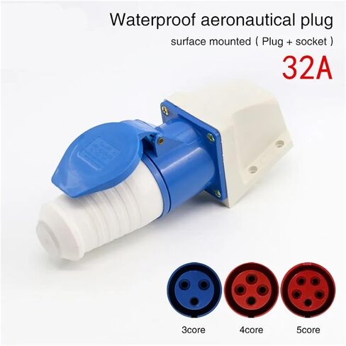 Waterproof Industrial Aviation Plug and Socket Connector 3 core 4 5 Hole 32A Exposed Docking(4 Core Red) in Saudi Arabia