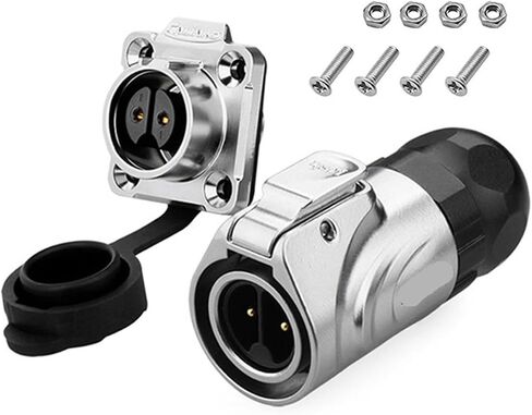 LP16 2-pin M16 Metal Aviation Electrical Waterproof Power Connector Male and Female Plug Socket for Landscape Street Lights(Male Plug Set1) in Kuwait