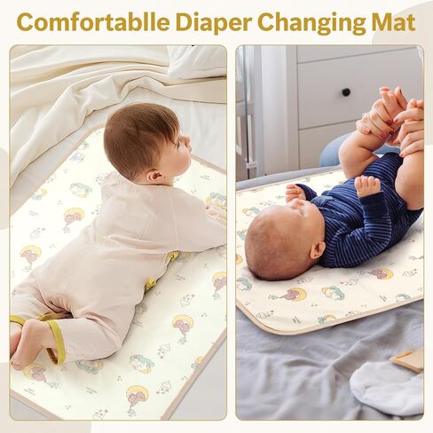 Muslin Diaper Changing Pad, Waterproof Diaper Change Liners for Baby, Leakproof Quick Drying Pads, Portable Diaper Changing Mat for Travel, Reusable Incontinence Underpads Protectors in Kuwait