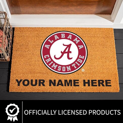 NCAA University of Alabama Personalized Large Coir Doormat 2'x3' (36"x24"), Custom Name Front Door Mat with Non-Slip Rubber Back, Indoor Outdoor Entrance Rug Welcome Mats for Porch Patio Deck in Kuwait