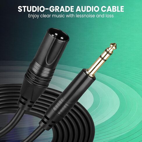 كابل 1/4 إلى XLR بطول 10 أقدام - سلك تصحيح ذكر TRS إلى XLR متوازن - كابل صوت ذكر عالي التحمل 6.35 مم إلى XLR لشاشات الاستوديو والخلاطات وواجهات الصوت (حزمة واحدة) in Kuwait