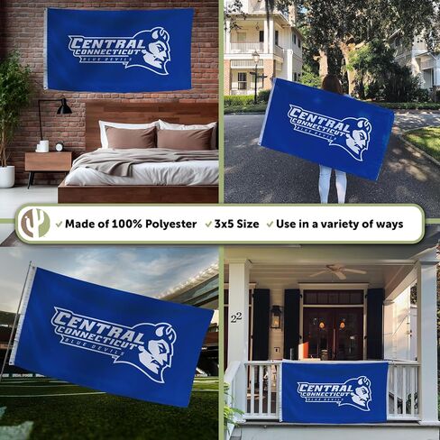 Desert Cactus Central Connecticut State University CCSU Flag - 3 x 5 Feet Devils Banner, Indoor/Outdoor Durable Fabric, 100% Polyester Design (Style 1) in Saudi Arabia