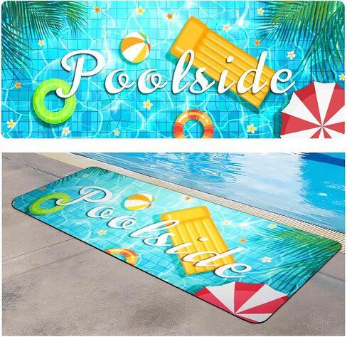 Poolside Rubber Drainage Mat, 17.3" x 47.2" Non-Slip Heat Resistant Outdoormat, Durable Quick Drain Pool Deck Mat for Patio, Bathroom, Garden, Indoor & Outdoor Use in Saudi Arabia