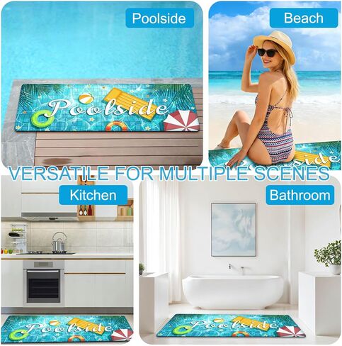 Poolside Rubber Drainage Mat, 17.3" x 47.2" Non-Slip Heat Resistant Outdoormat, Durable Quick Drain Pool Deck Mat for Patio, Bathroom, Garden, Indoor & Outdoor Use in Saudi Arabia