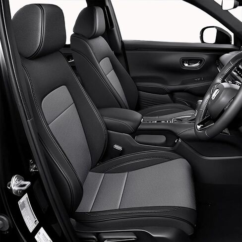 أغطية مقاعد مخصصة لسيارة Honda HRV: Sport، LX 2023 2024 2025 2026، واقي مقعد HR-V مجموعة كاملة من الجلد الصناعي - أسود in Kuwait
