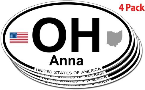 Anna, Ohio Oval Sticker - 4 Pack in Kuwait