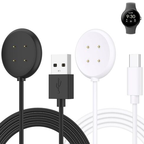 Meliya 2-Pack Charger Cable for Google Pixel Watch 3 / Pixel Watch 2 Charger, Replacement Magnetic Charging Cable for Fitbit Ace LTE (USB-C + USB-A) in Kuwait