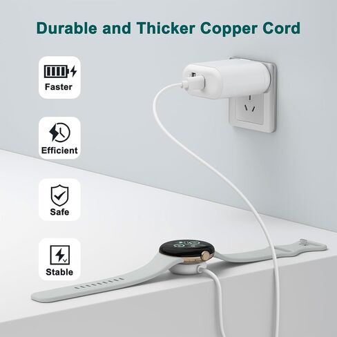 Meliya 2-Pack Charger Cable for Google Pixel Watch 3 / Pixel Watch 2 Charger, Replacement Magnetic Charging Cable for Fitbit Ace LTE (USB-C + USB-A) in Kuwait