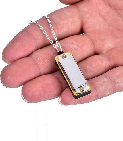 Ejoyous Harmonica Necklace Small, 4 Hole Harmonica Necklace Portable Musical Instrument, for Students Adults Beginners (Silver) in Saudi Arabia