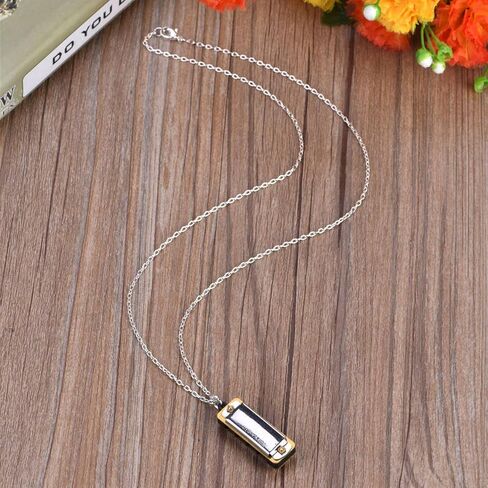 Ejoyous Harmonica Necklace Small, 4 Hole Harmonica Necklace Portable Musical Instrument, for Students Adults Beginners (Silver) in Saudi Arabia