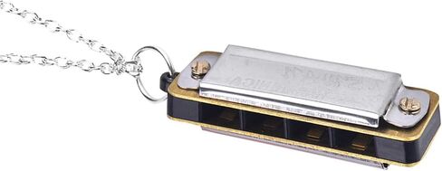 Ejoyous Harmonica Necklace Small, 4 Hole Harmonica Necklace Portable Musical Instrument, for Students Adults Beginners (Silver) in Saudi Arabia