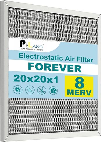 فلتر هواء قابل لإعادة الاستخدام 20 × 20 × 1، فلتر هواء HVAC الكهروستاتيكي، يدوم مدى الحياة، قابل للغسل، استمتع بالهواء النقي في المنزل والمكتب، MERV 8 (الحجم الفعلي: 19.75 × 19.75 × 0.8 بوصة) in Kuwait