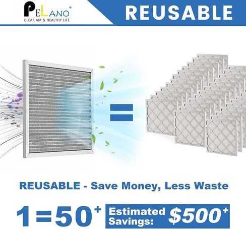فلتر هواء قابل لإعادة الاستخدام 20 × 20 × 1، فلتر هواء HVAC الكهروستاتيكي، يدوم مدى الحياة، قابل للغسل، استمتع بالهواء النقي في المنزل والمكتب، MERV 8 (الحجم الفعلي: 19.75 × 19.75 × 0.8 بوصة) in Kuwait
