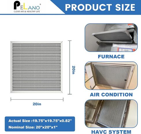 فلتر هواء قابل لإعادة الاستخدام 20 × 20 × 1، فلتر هواء HVAC الكهروستاتيكي، يدوم مدى الحياة، قابل للغسل، استمتع بالهواء النقي في المنزل والمكتب، MERV 8 (الحجم الفعلي: 19.75 × 19.75 × 0.8 بوصة) in Kuwait