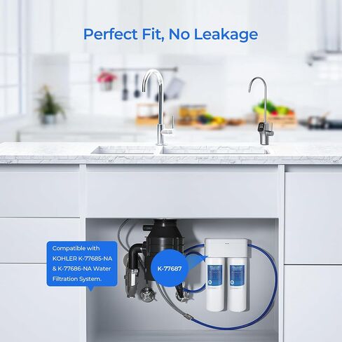 استبدال فلتر المياه K-77687، متوافق مع Kohler K-77686، K-77688، K-29638، K-29639، نظام الترشيح المزدوج Kohler Aquifer K-29651-NA، K-77686-NA، K-77687-NA، K-77688-NA، عبوتان in Kuwait