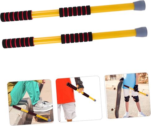 VANZACK 2 Pack Scooter Board Paddles Short Paddle for Kids | Balance and Coordination Sensory Training Floor Scooter Stick Plastic Eva Grip Handles for Indoor Outdoor Exercise in Kuwait