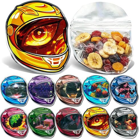 100pcs Helmet Shaped Self-Sealing Bag 10.5x12.5cm with Transparent Window | Helmet Contour · Clear View Window · Resealable Closure · Thickened · Parts Organizer · 100pcs Value Set in Kuwait