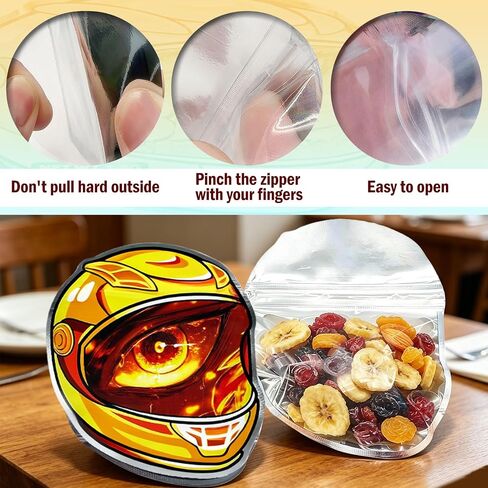100pcs Helmet Shaped Self-Sealing Bag 10.5x12.5cm with Transparent Window | Helmet Contour · Clear View Window · Resealable Closure · Thickened · Parts Organizer · 100pcs Value Set in Kuwait
