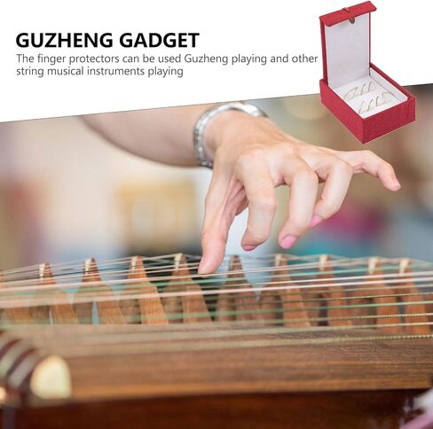 أعواد أصابع Guzheng الاحترافية من Cabilock، أغطية حماية لأظافر اللعب باللون الأبيض والكريستال الكبيرة لأداء وممارسة Guzheng in Kuwait
