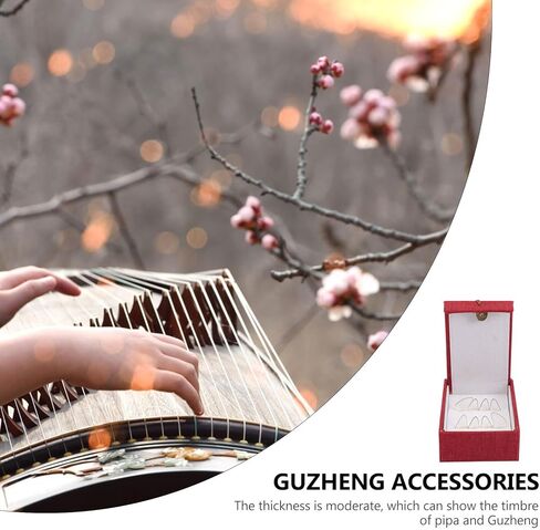 أعواد أصابع Guzheng الاحترافية من Cabilock، أغطية حماية لأظافر اللعب باللون الأبيض والكريستال الكبيرة لأداء وممارسة Guzheng in Kuwait