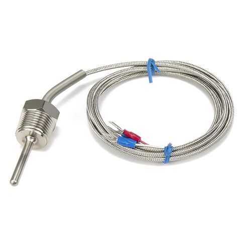 PT100 Type NPT Screw Thread 2m Metal Braided Cable 50mm Probe Head RTD Temperature Sensor 1Pcs in Kuwait