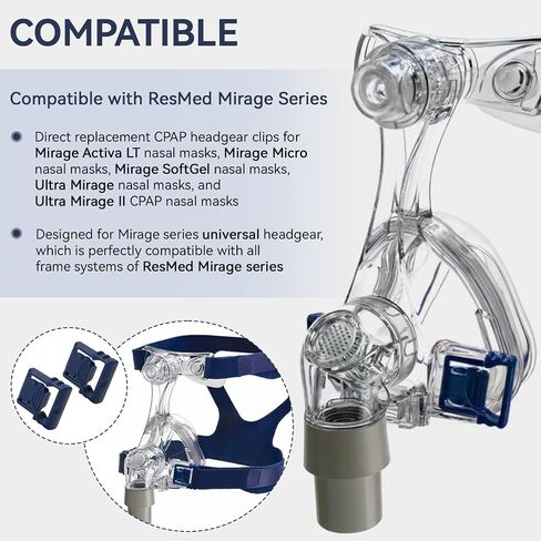 استبدال مشابك أغطية الرأس لمقاطع أقنعة CPAP الأنفية المتنوعة من ResMed، ومشابك حزام قناع CPAP لملحقات أغطية الرأس العالمية CPAP، عبوتان in Kuwait