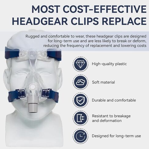 استبدال مشابك أغطية الرأس لمقاطع أقنعة CPAP الأنفية المتنوعة من ResMed، ومشابك حزام قناع CPAP لملحقات أغطية الرأس العالمية CPAP، عبوتان in Kuwait