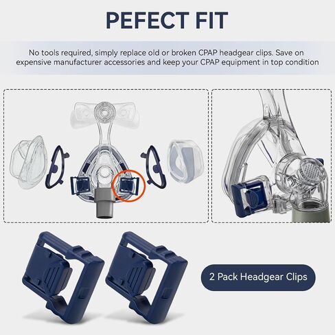 استبدال مشابك أغطية الرأس لمقاطع أقنعة CPAP الأنفية المتنوعة من ResMed، ومشابك حزام قناع CPAP لملحقات أغطية الرأس العالمية CPAP، عبوتان in Kuwait
