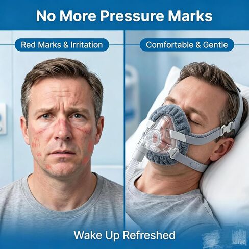 4 عبوات من بطانات قناع CPAP العالمية، أغطية قناع الوجه بالكامل من الصوف الدقيق فائق النعومة، قابلة لإعادة الاستخدام، قابلة للتنفس، تقلل من تسرب الهواء وعلامات الضغط، متوافقة مع F20-4 ألوان مختلطة in Kuwait