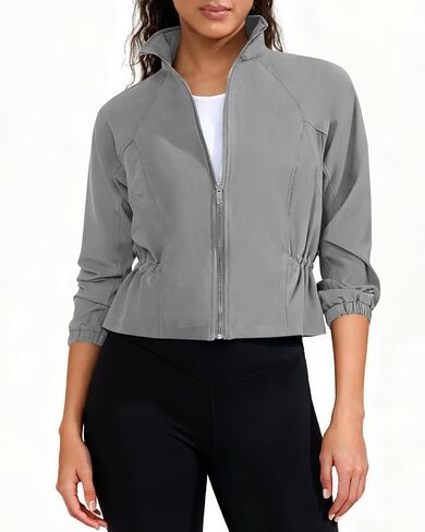 Workout Jackets for Women Lightweight Running Jackets Full Zip Yoga Athletic Clothes Slim Fit with Pockets in Saudi Arabia